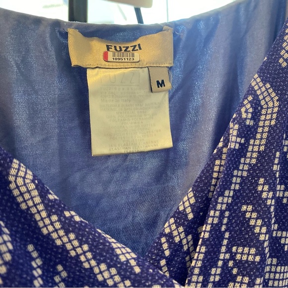 Fuzzi Floral Patchwork Printed Asymmetric Ruffle V-Neck Sleeveless Wrap Dress M - Picture 9 of 9